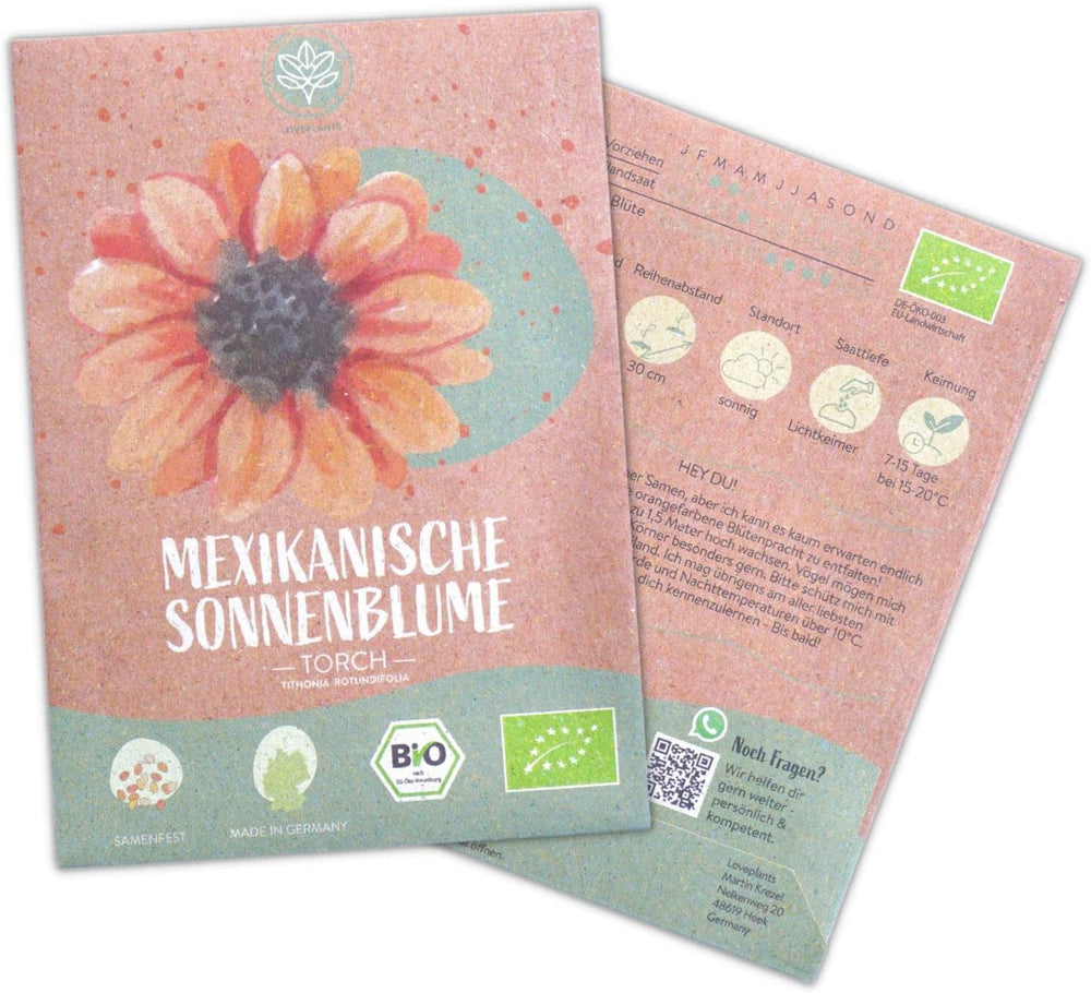 Graines de tournesol biologiques, ramifiées, 20 graines de tournesol à taux de germination élevé, graines de tournesol pour le jardin, le balcon, le parterre de fleurs ou comme cadeau d'invités. Graines de fleurs pollinisées gratuites.