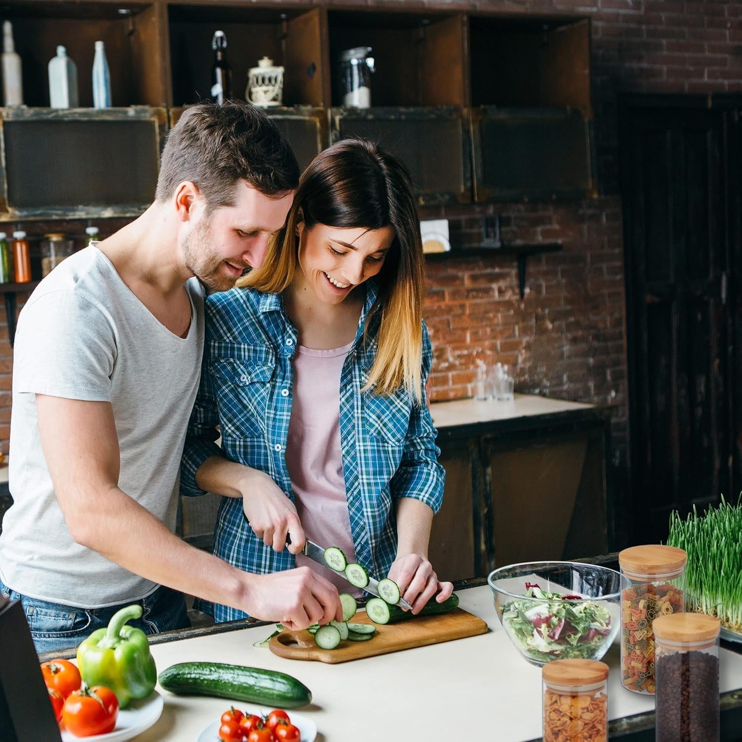 Bocal de Conservation Relaxdays avec Couvercle en Bambou Lot de 3 Bocaux Ronds en Verre 1000 ml Anti-fuite Transparent/Naturel 18x10 cm Boite de Conservation Alimentaire Naty Shop