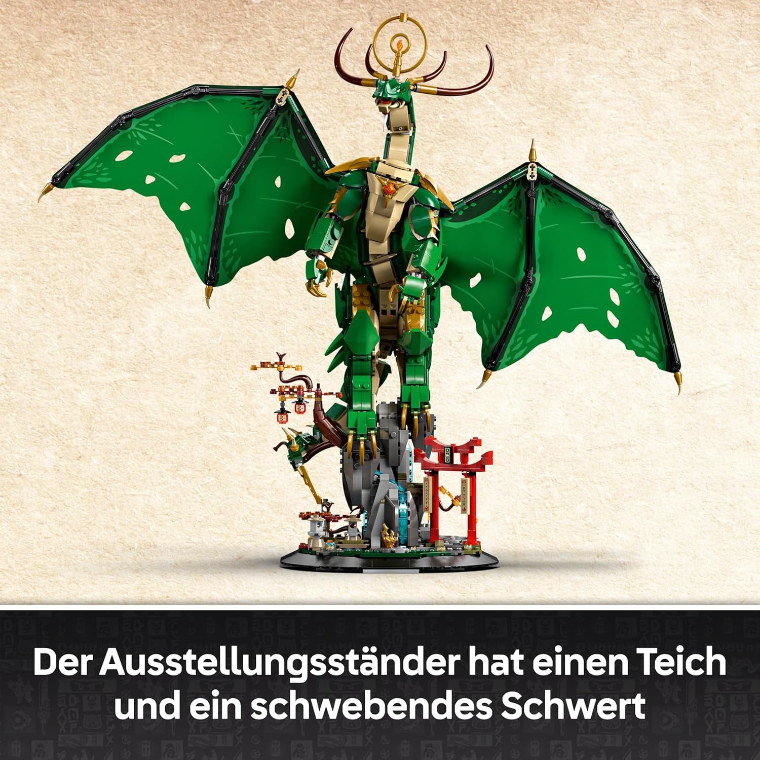 LEGO NINJAGO Wächterdrache Bauset - Avec Drachenfigur, Meister Wu Minifigur & Ständer - Jeu de construction pour jeunes à partir de 14 ans et adolescent 71847