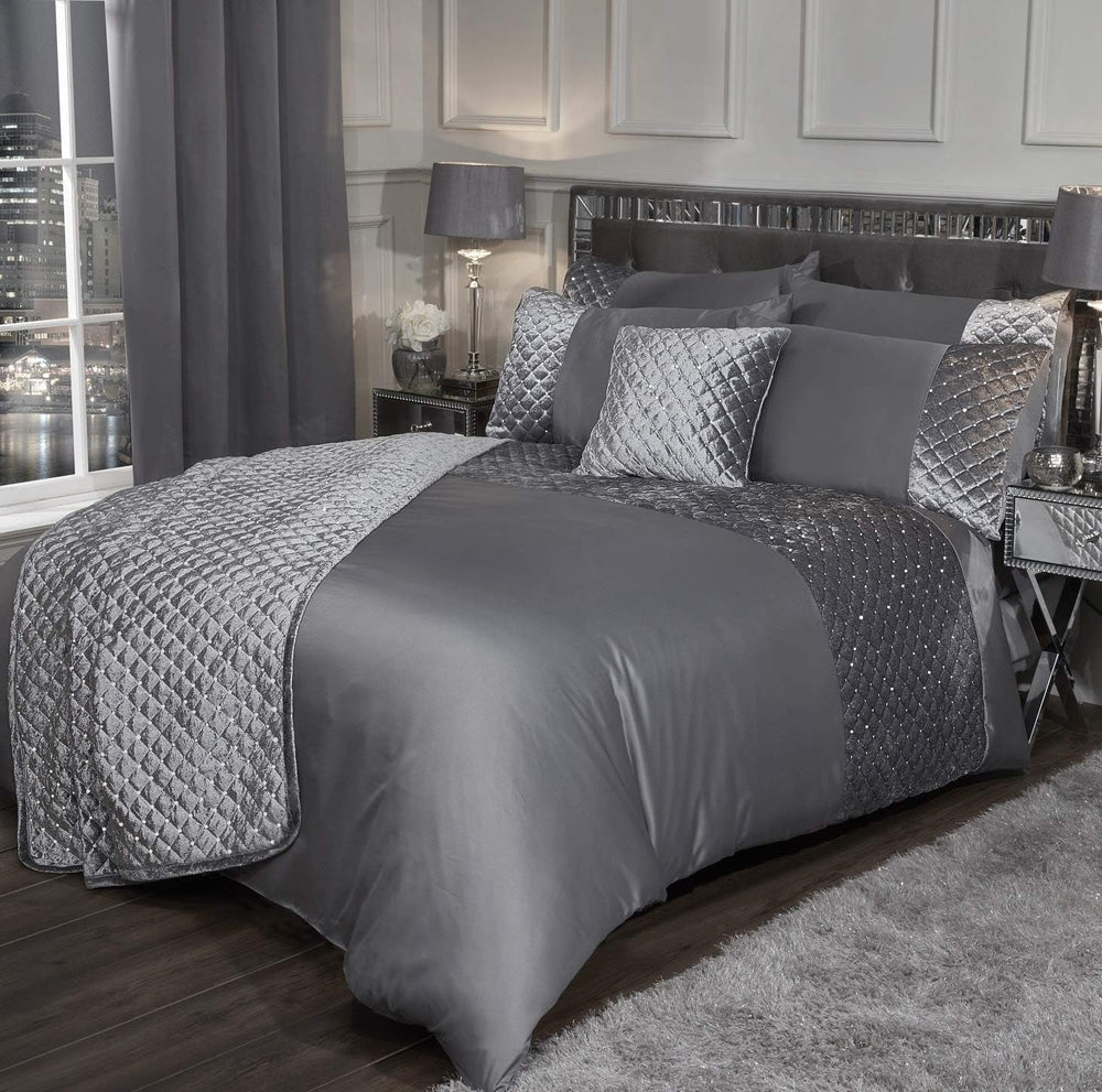 Emma Barclay Parure de lit Glamour pour lit double, vison, polyester, crème Lits et Couettes Emma Barclay Gris Lit double