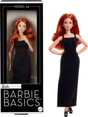 Mattel Barbie Basics Modèle 4 Poupée de collection avec boucles rouges, mini robe et bottes noires, mode universelle, petit corps mobile et tête interchangeable, JBH74 Naty Shop Dolls Titre par défaut