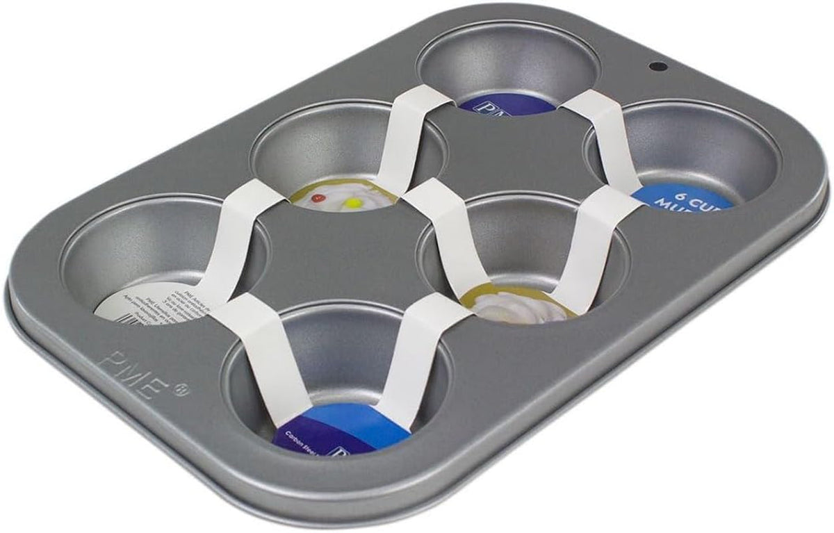 Moule à muffins en acier au carbone antiadhésif à 6 trous CSB108, acier inoxydable, argent, 28,9 x 17,7 x 3,1 cm Moules et plateaux de cuisson Naty Shop