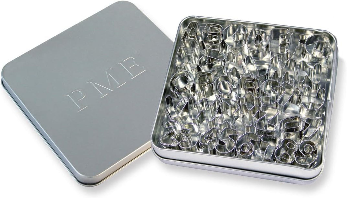 AN360 Assortiment d'emporte-pièces alphabet et chiffres en acier inoxydable 36 pièces en acier inoxydable argenté CM 2 x 2 x 2 cm 1 pièce