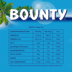 Barres de chocolat Bounty saveur chocolat et noix de coco 24 barres dans un paquet (24 x 57 g)