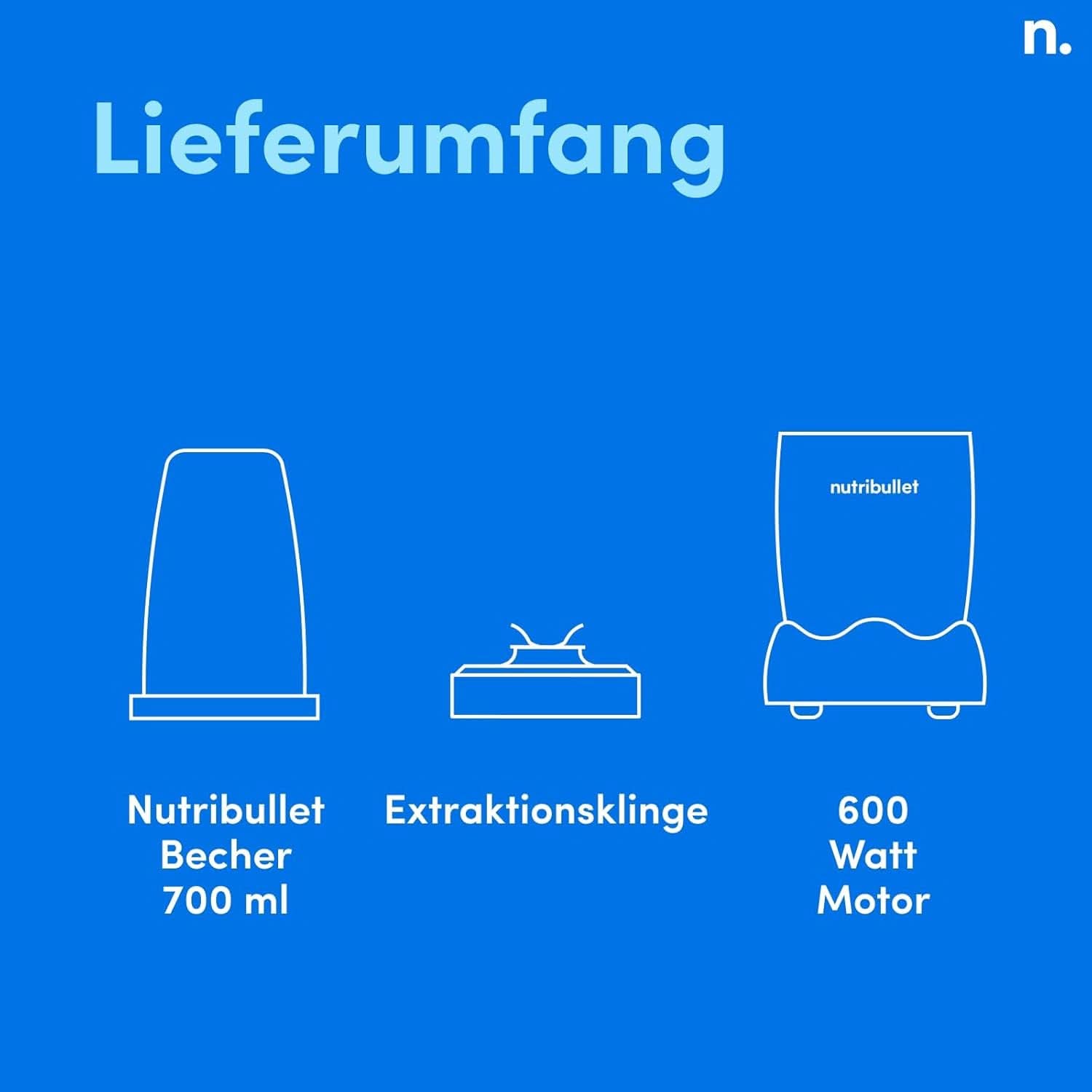 Nutribullet Original, mixeur électrique, mélangeur à smoothie, mixeur à smoothie, machine à smoothie, 600 W, simple et rapide dans l'application, compact, léger pour les repas, NB603DG Kitchen Naty Shop