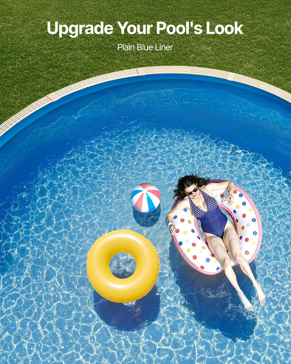 VEVOR Runde Poolfolie, φ350x120 cm, Innenfolie, Ersatzfolie, Innenhülle, Schwimmbadfolie Unibead-Stil Standard-Vinylfolie, verschleißfest, für Aufstellpools mit 120 cm Wandhöhe, einfarbig