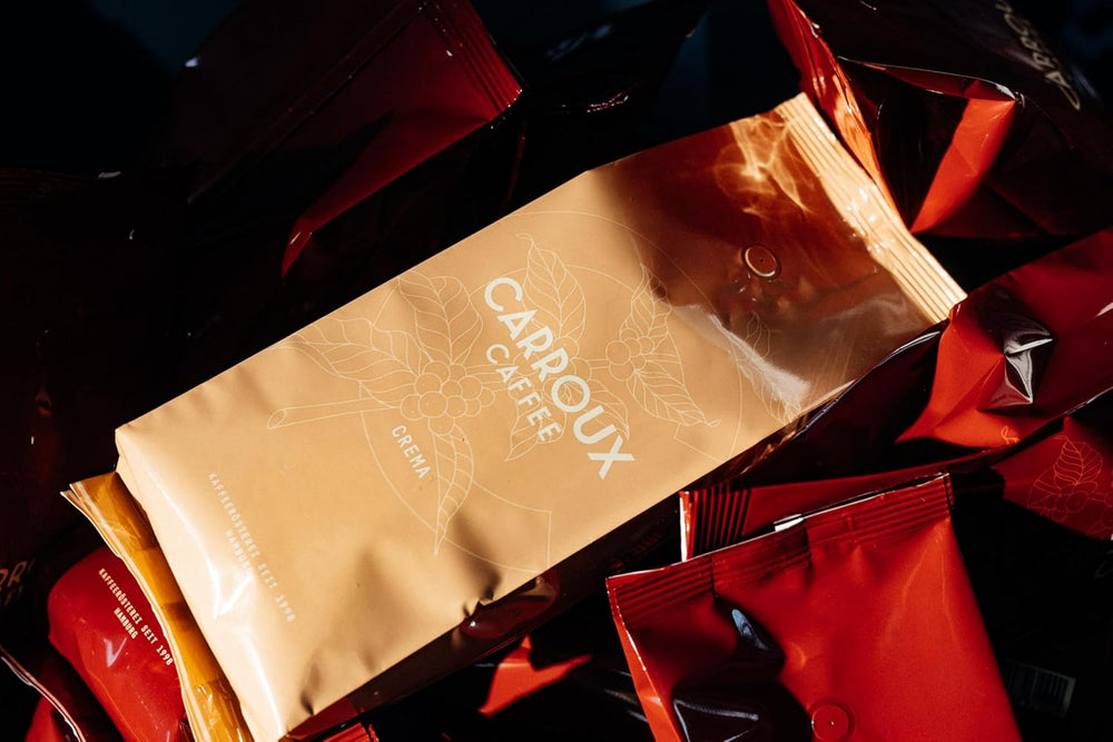 CARROUX Crema grains de café entiers (1 kg) - Grains de café haut de gamme de Hambourg - Fraîchement torréfiés de manière traditionnelle