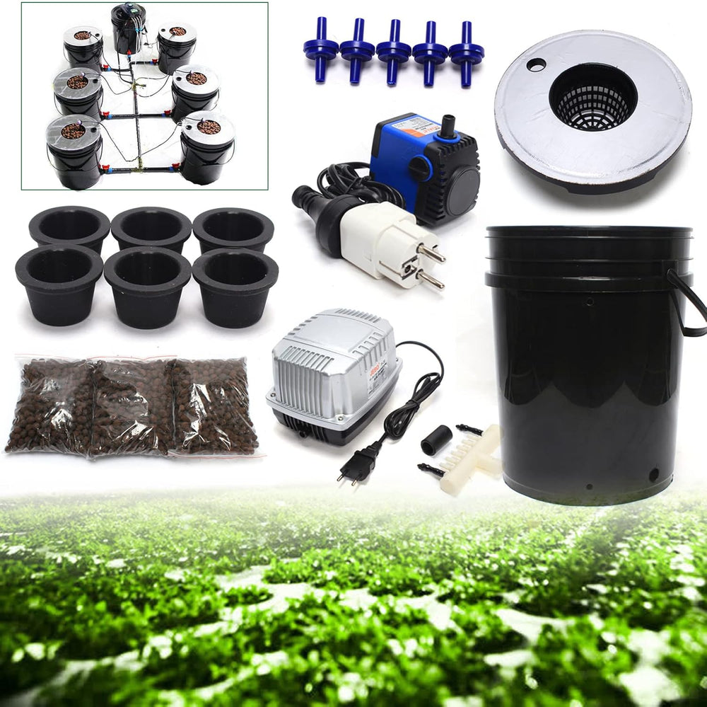 Système hydroponique DWC Kit de système de culture hydroponique de 5 gallons 20 L x 7 seaux Système de culture hydroponique d'intérieur Machine hydroponique multi-barils Système d'irrigation goutte à goutte