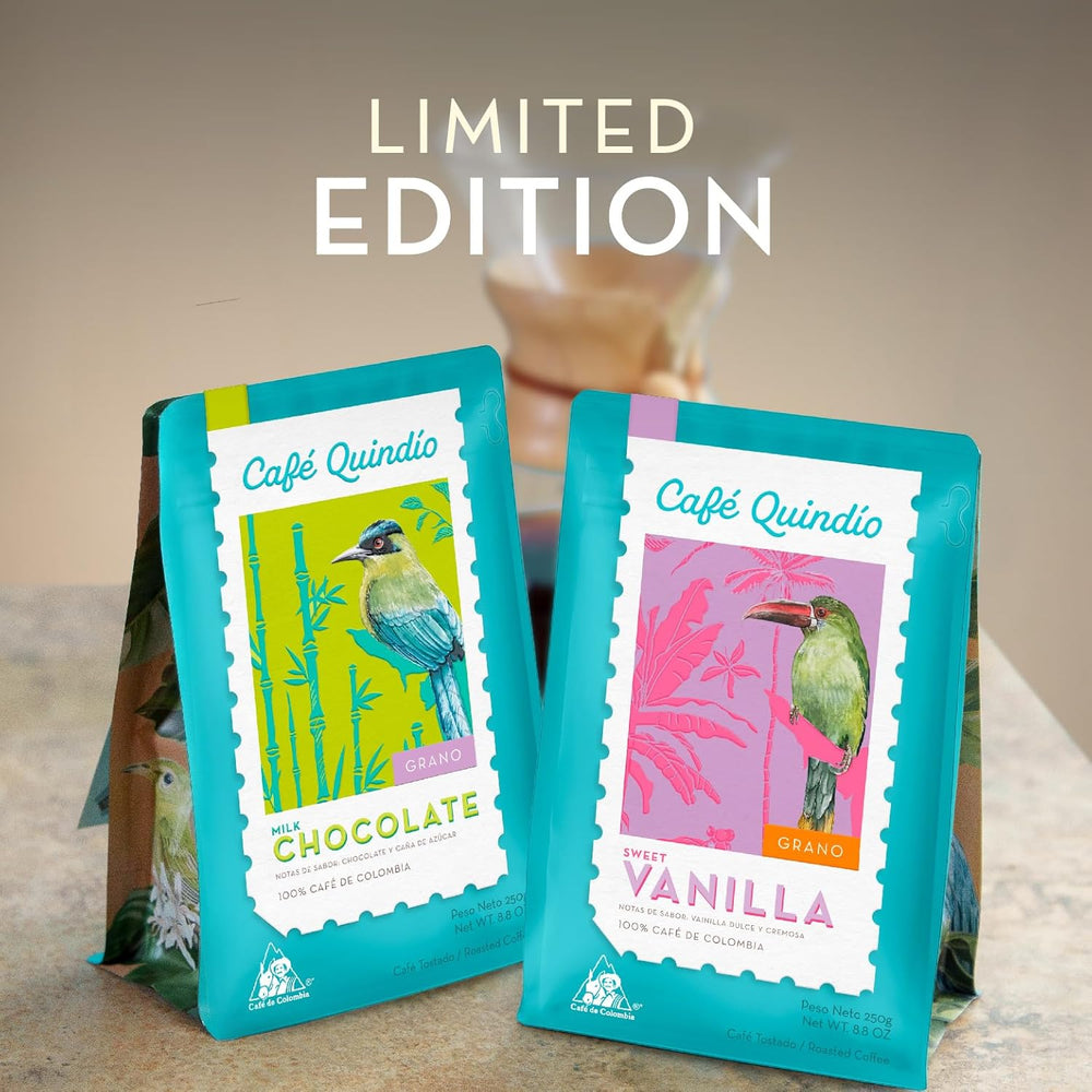 Café de spécialité Café Quindio - Grains de café 100% Arabica, Colombie - aux notes naturelles de vanille douce (250g) - idéal pour le café filtre, les machines porte-filtres ou la presse française