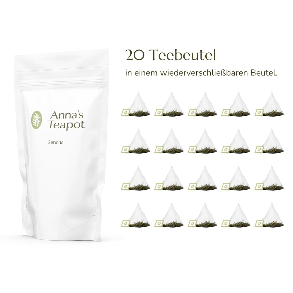 Anna'S Teapot Sencha Ceai verde organic Pliculețe - Ceai verde japonez organic 20 pliculețe piramidale într-o pungă resigilabilă