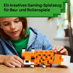 LEGO Minecraft Der Fuchs - Figurine de puzzle 3D avec accessoires - Décoration de jeu pour enfants ou zones de jeu - Jeu de jeu pour les jeunes, les filles et les fans à partir de 10 ans - 21588