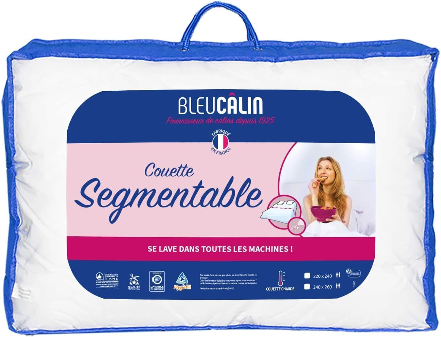 KSGB402460 Lit matelassé pour 2 personnes, facilement lavable, blanc, 220X240 cm Couettes et couettes Naty Shop