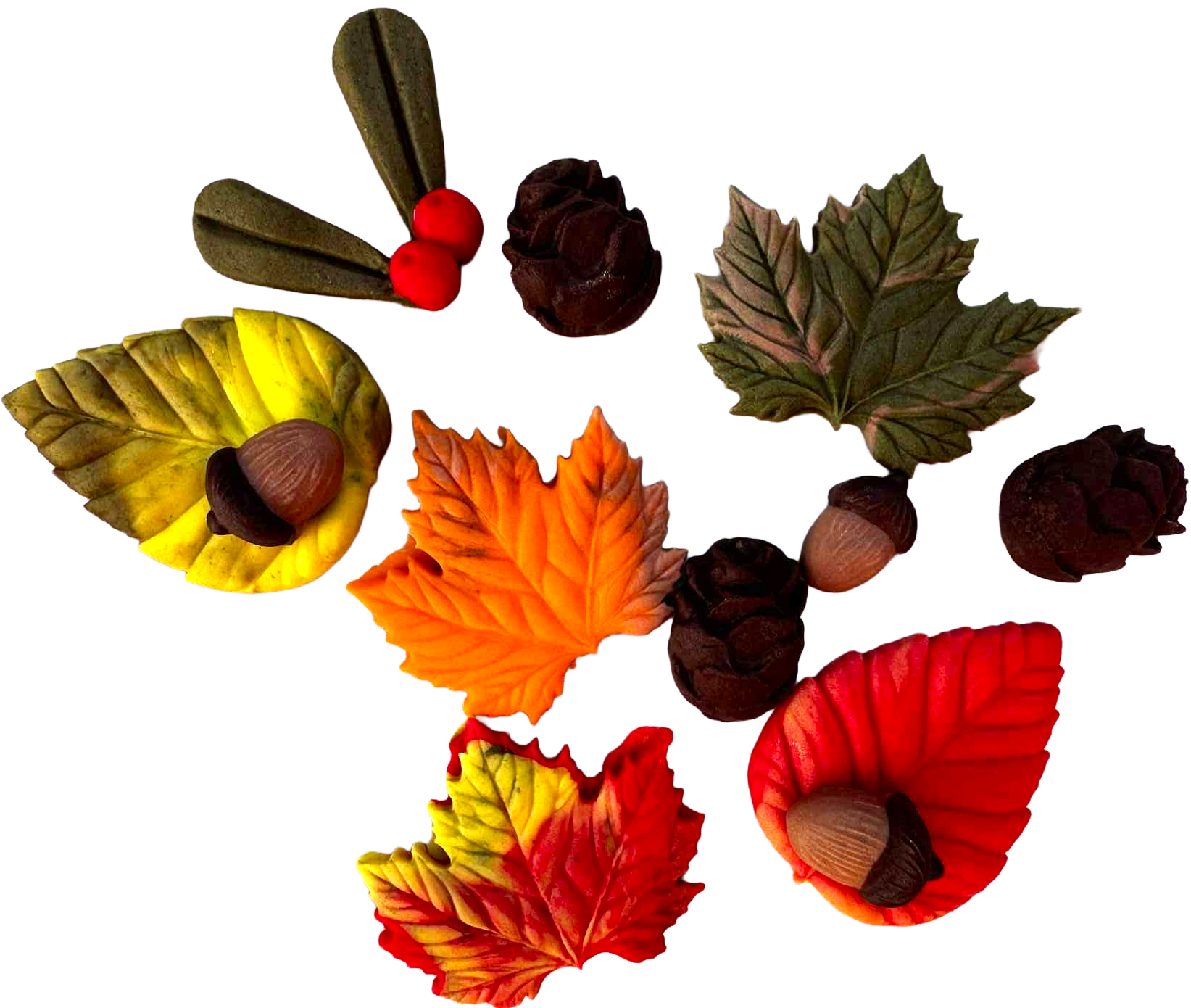 Délices d'Automne – Lot de 12 Décorations Comestibles en Pâte à Sucre pour Gâteaux
