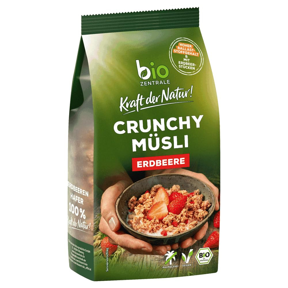 Muesli croustillant aux baies Biozentrale | 375 g de Muesli bio | Idéal pour le petit-déjeuner et votre tasse de muesli à emporter | Une alternative aux barres de muesli