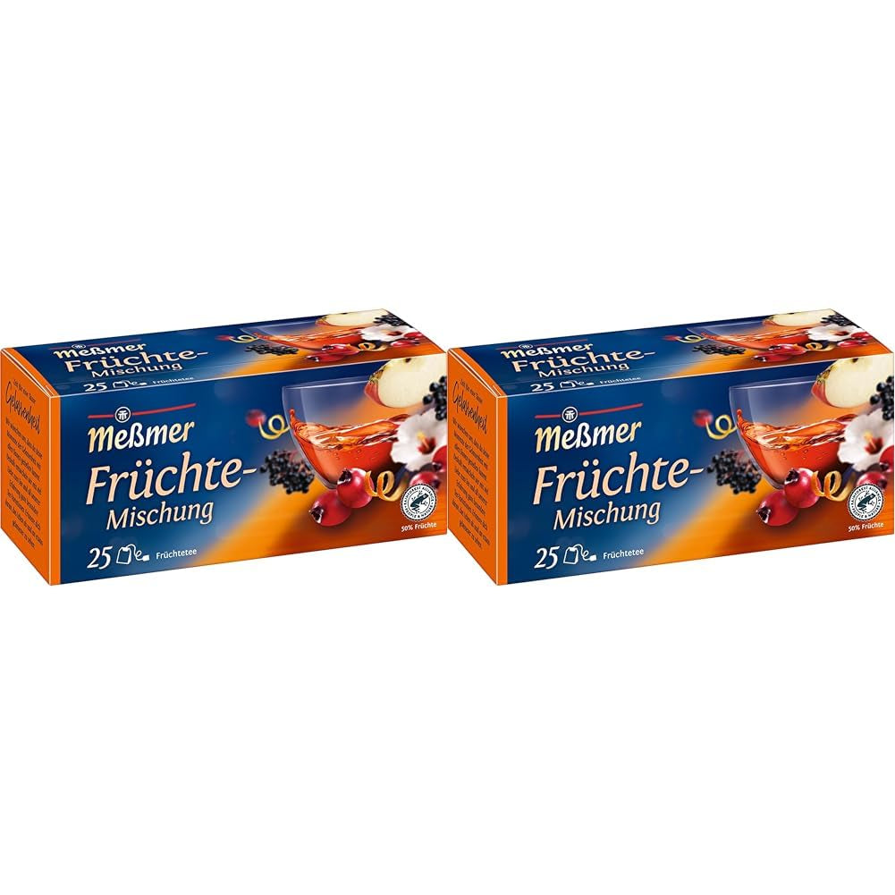 Amestec de fructe Meßmer | 25 pliculețe de ceai | Vegan | Fără gluten | Fără lactoză (pachet cu 2)