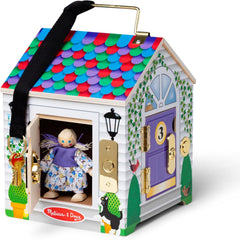 Melissa & Doug Maison de poupée en bois avec sons de cloches, multicolore, convient aux enfants de 3 ans et plus, garçons et filles