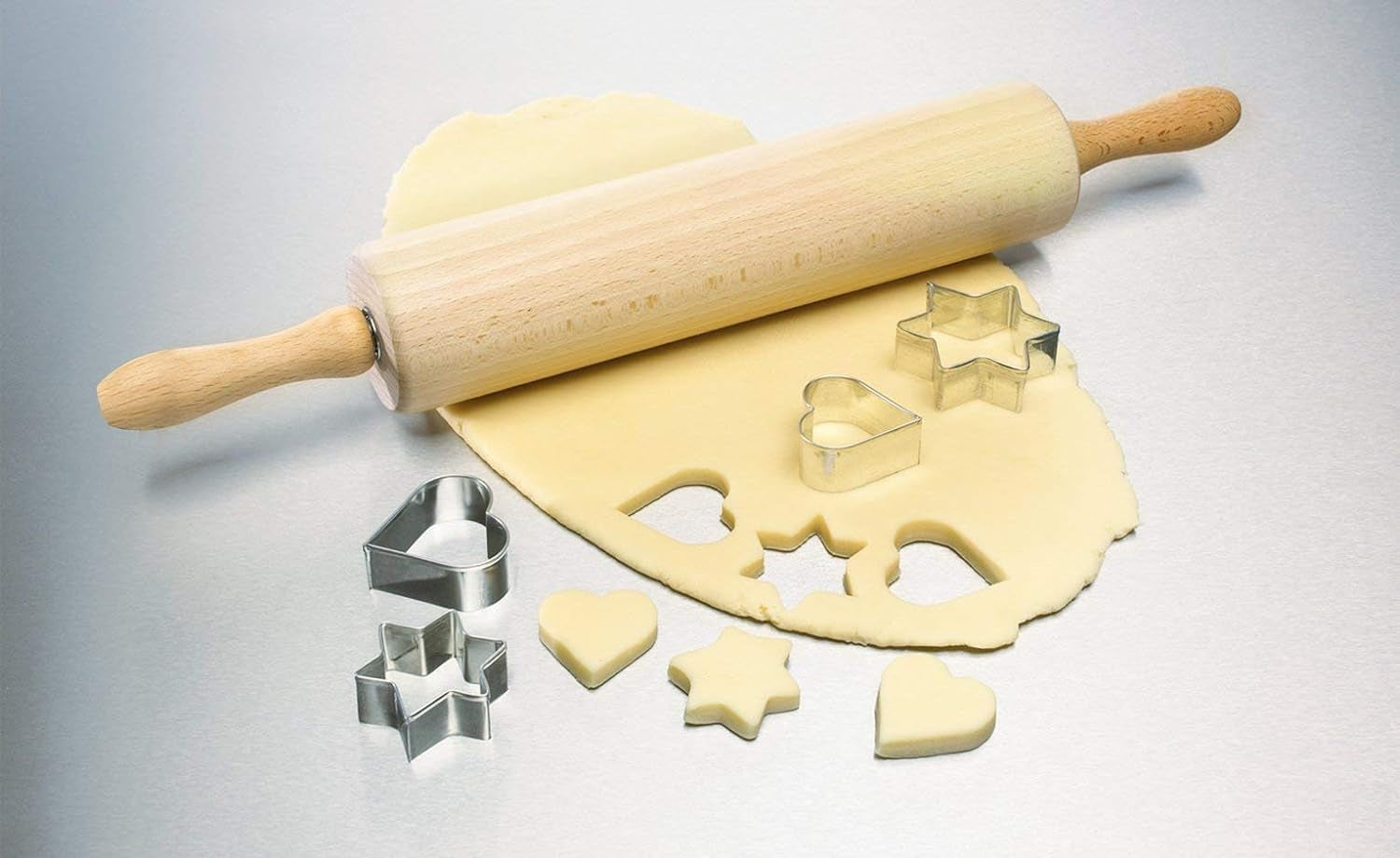 Dr. Oetker Rouleau à pâtisserie professionnel en bois de hêtre de haute qualité, poignée ergonomique, 440 x 60 x 60 mm, garantie 2 ans, bois marron