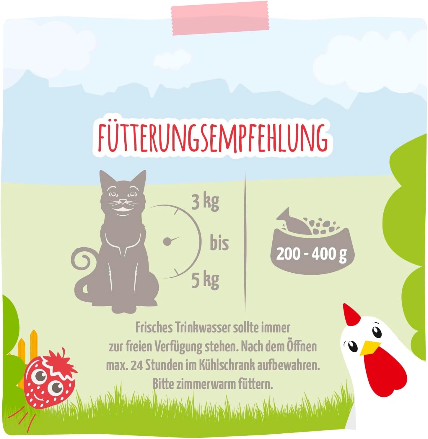 MjAMjAM - Nourriture humide premium pour chat - poulet délicat aux fraises fruitées 400g, paquet de 6 (6 x 400g), naturelle avec un supplément de viande