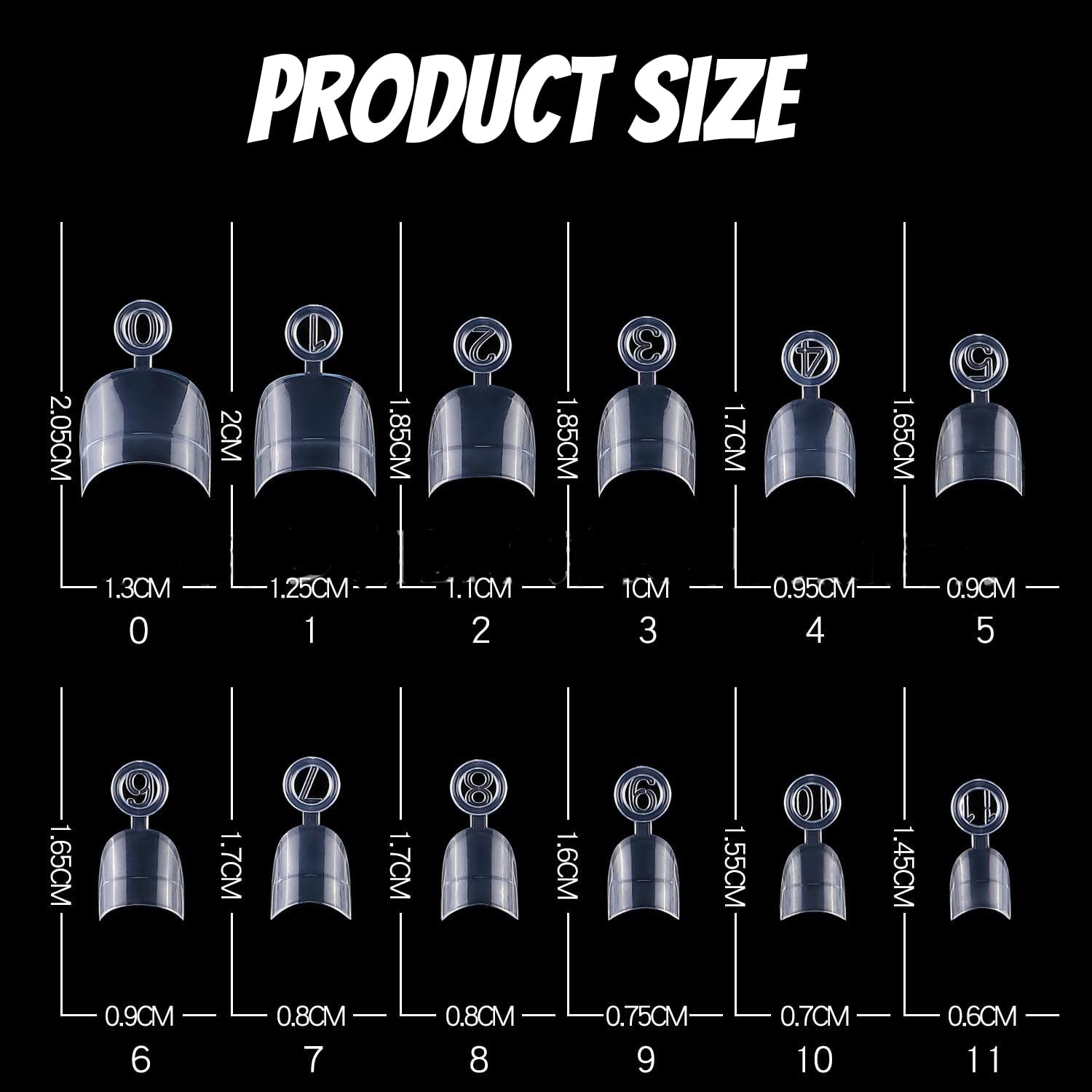 600 pièces ovales courts ongles artificiels 12 tailles demi-couverture acrylique faux ongles conseils ongles artificiels pour manucure femmes salon bricolage (transparent)