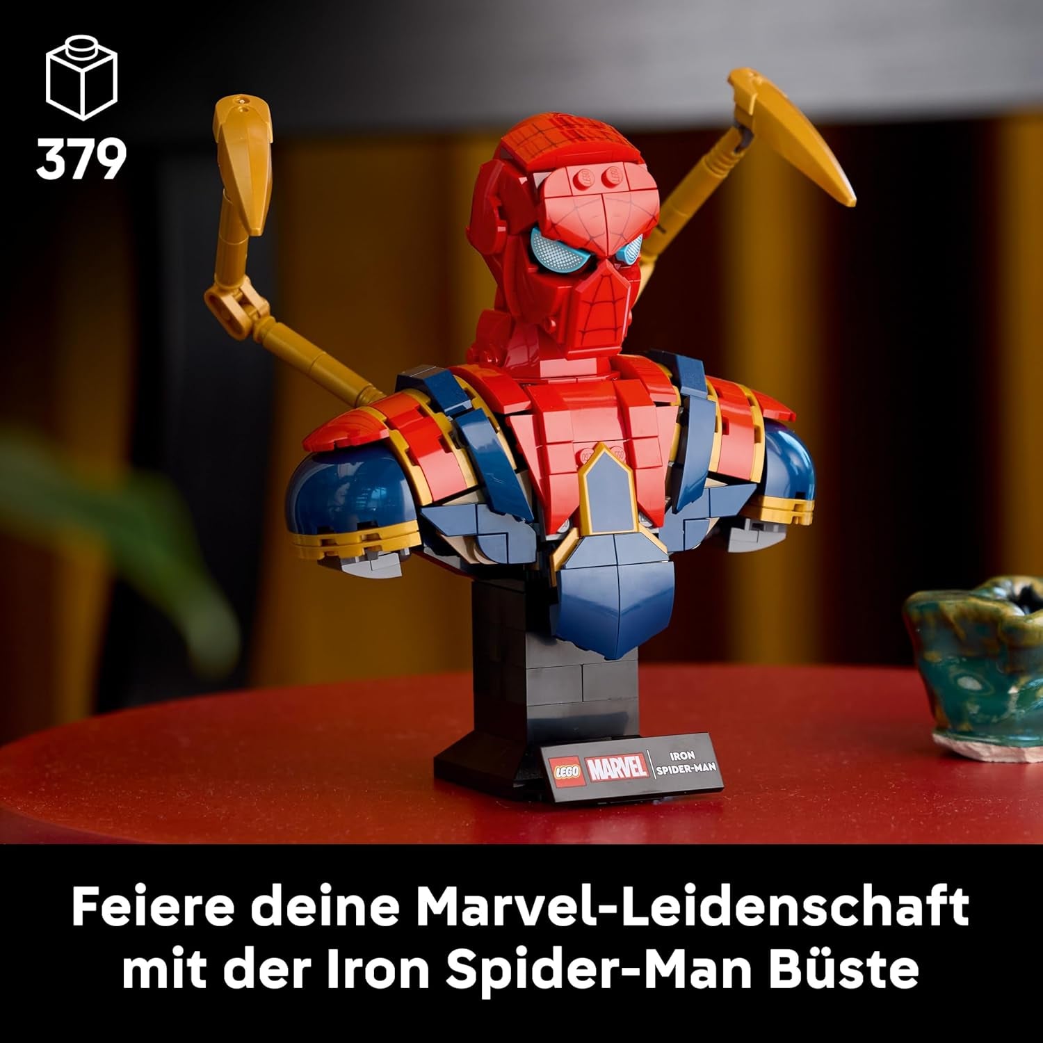 LEGO | Marvel Iron Spider-Man Büste - Modellbau für Erwachsene - inkl. 2 beweglichen Armen, drehbarem Kopf & Superhelden Minifigur - Sammlerstück & Avengers Geschenk für Fans - 76326