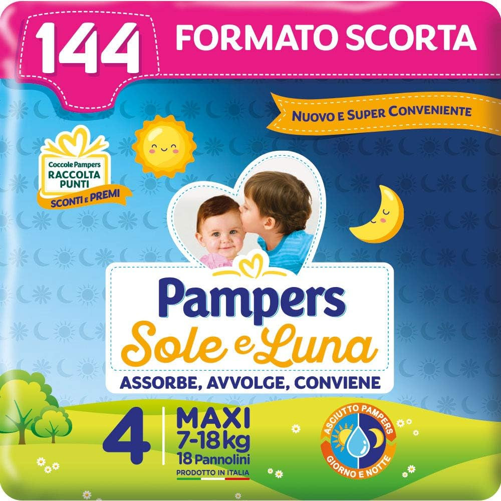 Couches Pampers Sun and Moon, unisexe, junior, taille 5 (11-25 kg), 120 couches