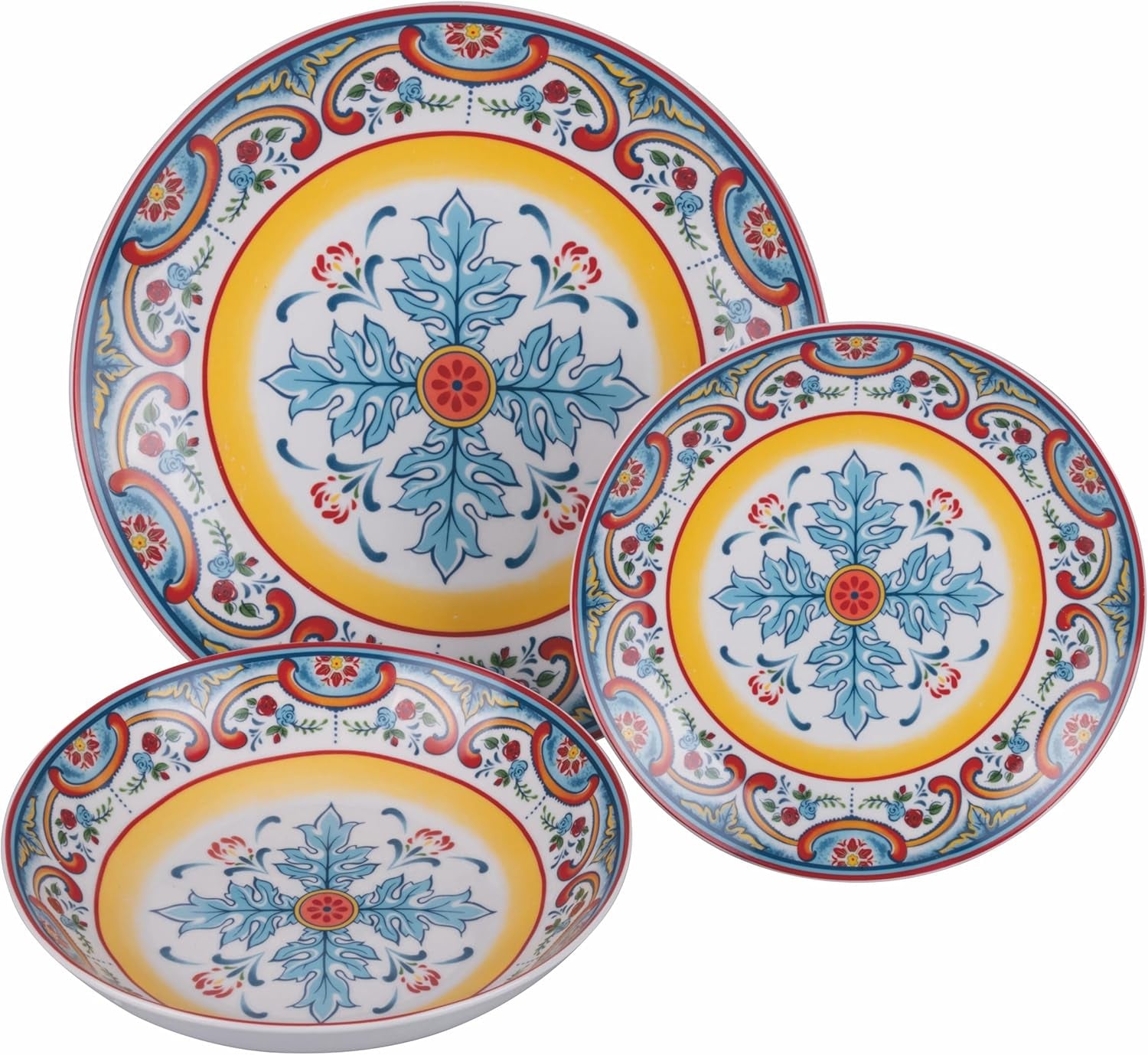 Service de table en porcelaine 18 pièces, 6 ensembles d'assiettes différents, Andalousie