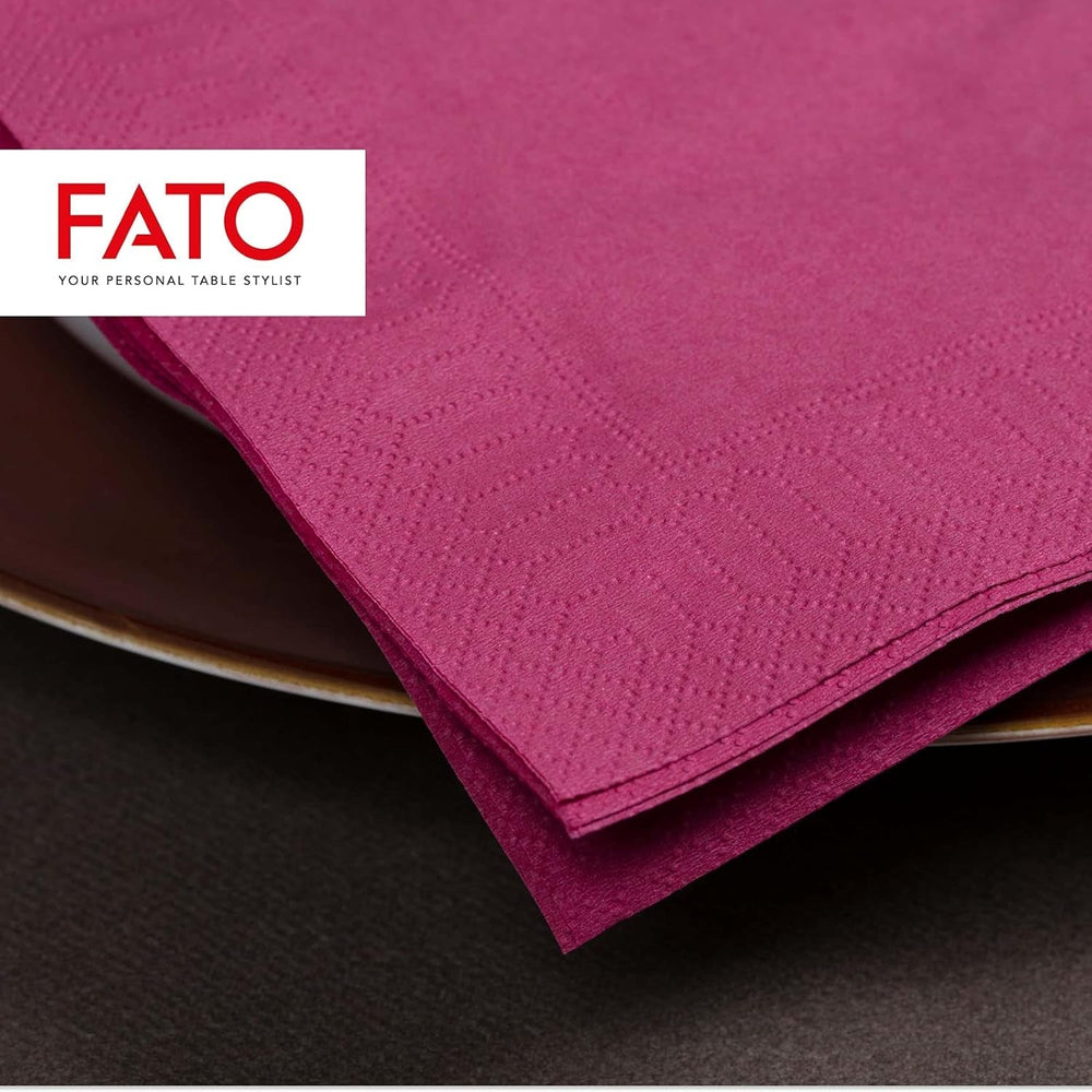 - Serviettes en papier jetables, idéales pour les apéritifs et les cocktails, paquet de 100 serviettes, taille 24X24, 4 épaisseurs, 2 épaisseurs, couleur bordeaux, papier 100% pure cellulose, certifié Fsc