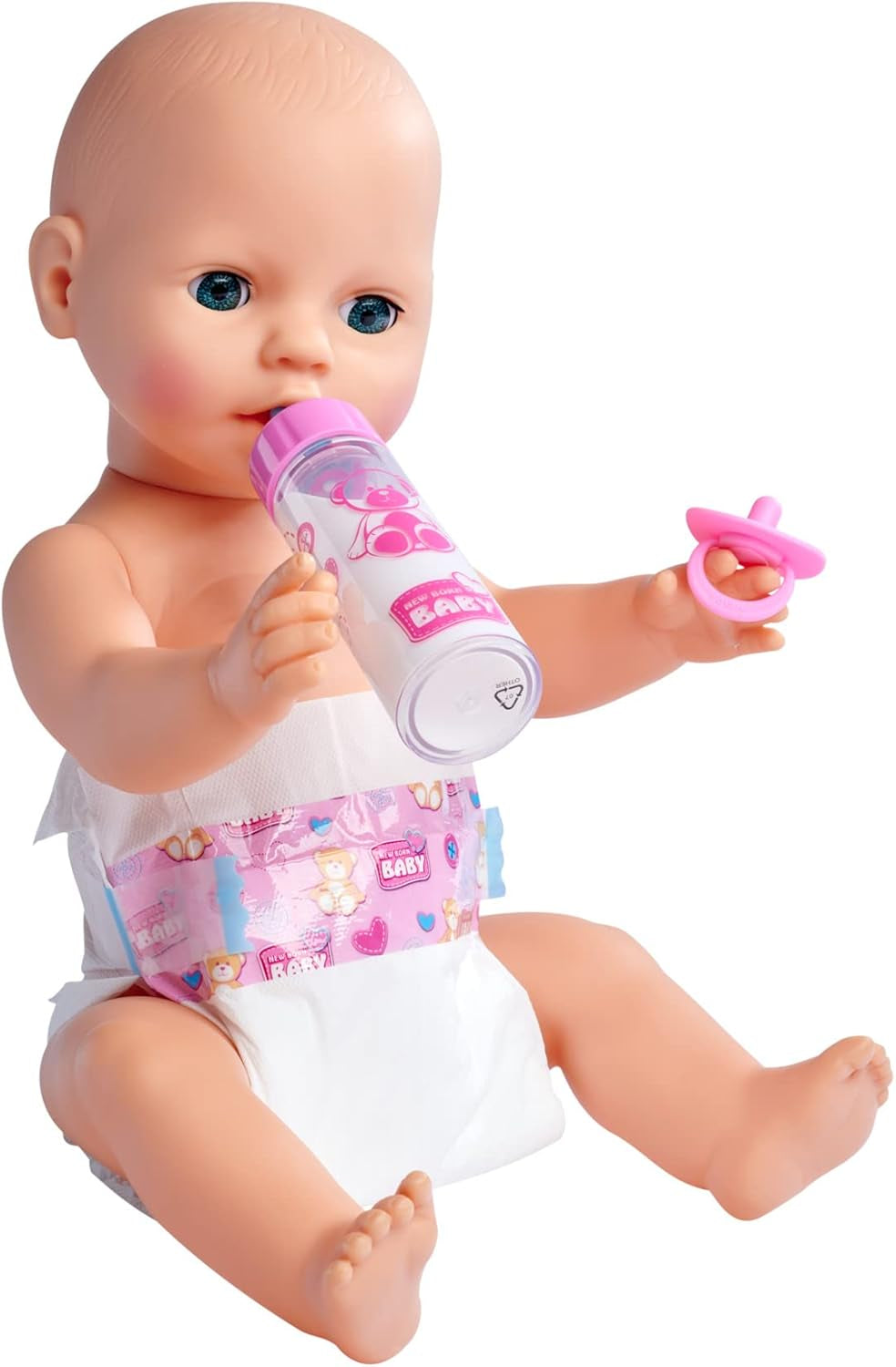 Simba 105562487 - Set d'alimentation nouveau-né, tétine, couche et biberon disparaissant pour poupées de 38 à 43 cm