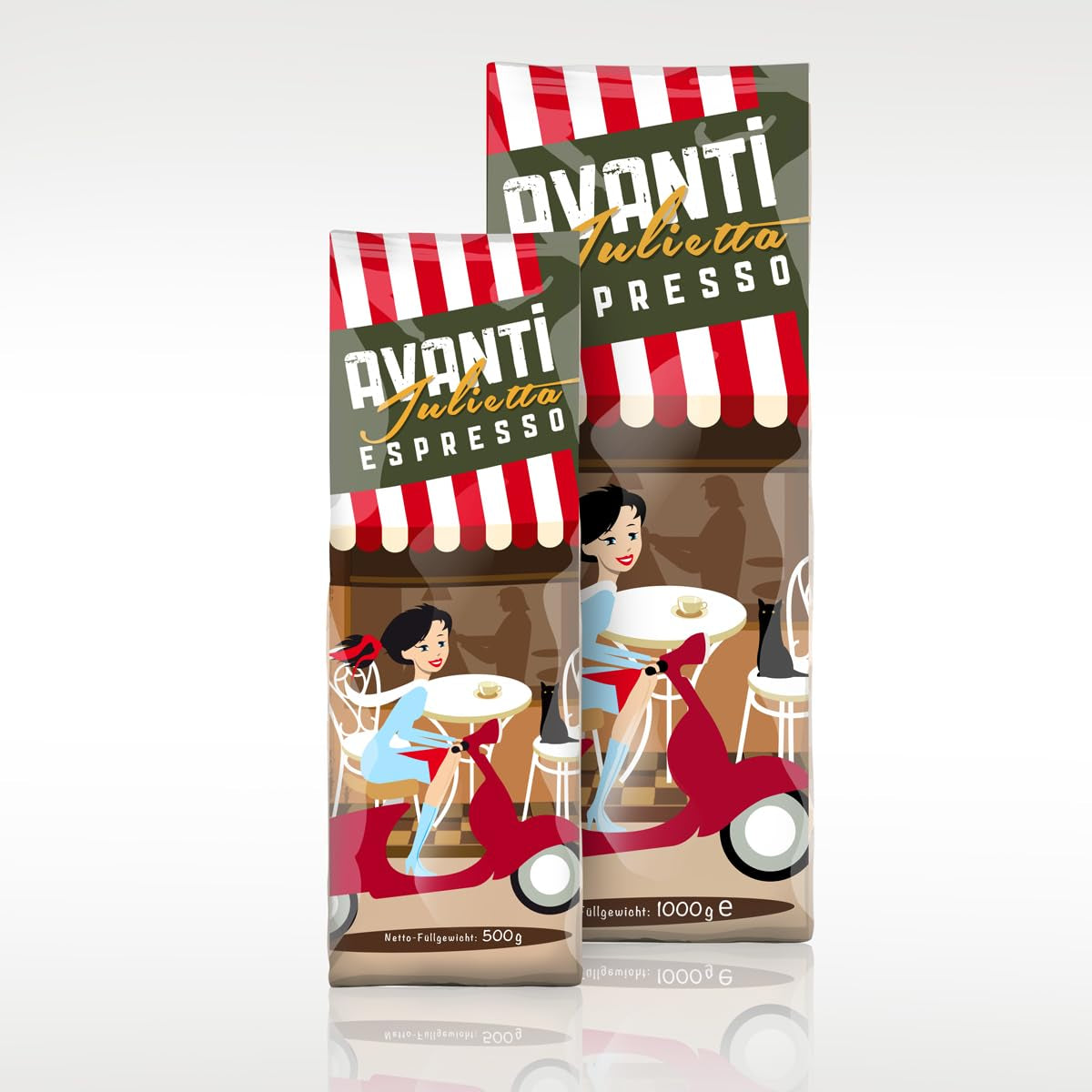 Café en grains AVANTI Julietta Espresso, 500g, 70% Arabica 30% Robusta, torréfaction traditionnelle au tambour