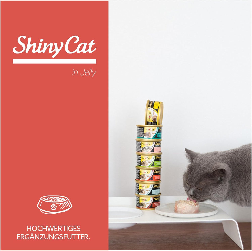 GimCat ShinyCat in Jelly Thunfisch mit Lachs - Nassfutter mit Fisch und Taurin for Katzen - 24 Dosen (24 x 70 g)