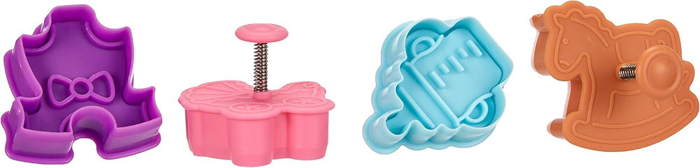 Set d'emporte-pièces et éjecteurs thème bébé, 4 pièces, plastique, multicolore, 13 x 13 x 4 cm, 4 unités