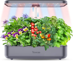 Système de culture hydroponique à 12 ustensiles, ensemble de jardin d'herbes aromatiques d'intérieur avec lumière LED, jardin intelligent, cuisine, kit de germination avec minuterie automatique (gris)