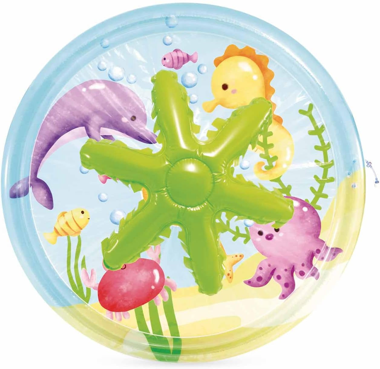 Piscine gonflable pour enfants Intex avec jet de paume, Ø 173 x 104 cm, avec pulvérisateur d'eau, raccord de tuyau, capacité 166 L, design tropical, vinyle résistant, pour enfants à partir de 2 ans (56433)