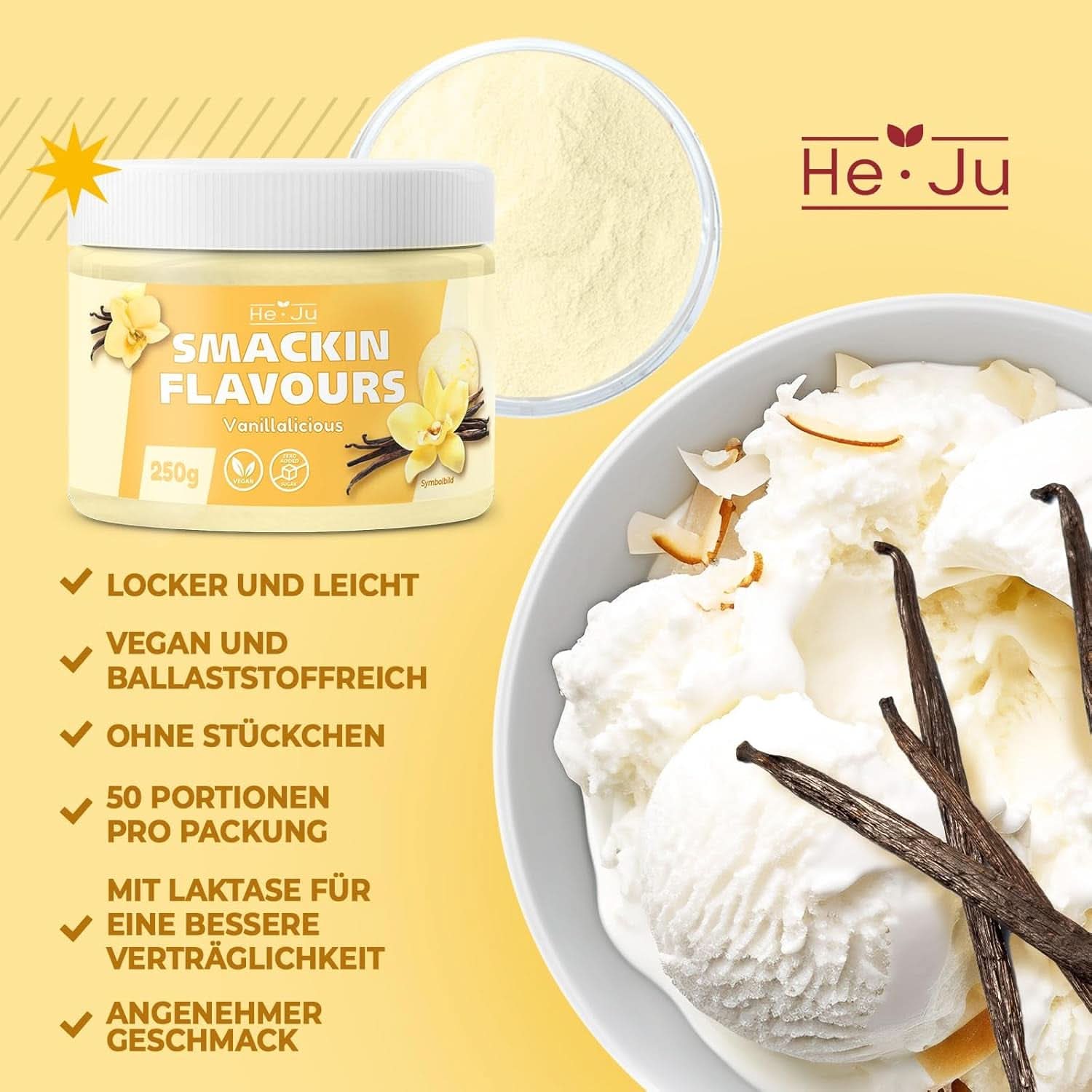 He-Ju, Poudre au goût de vanille, 250 grammes Aromas Naty Shop