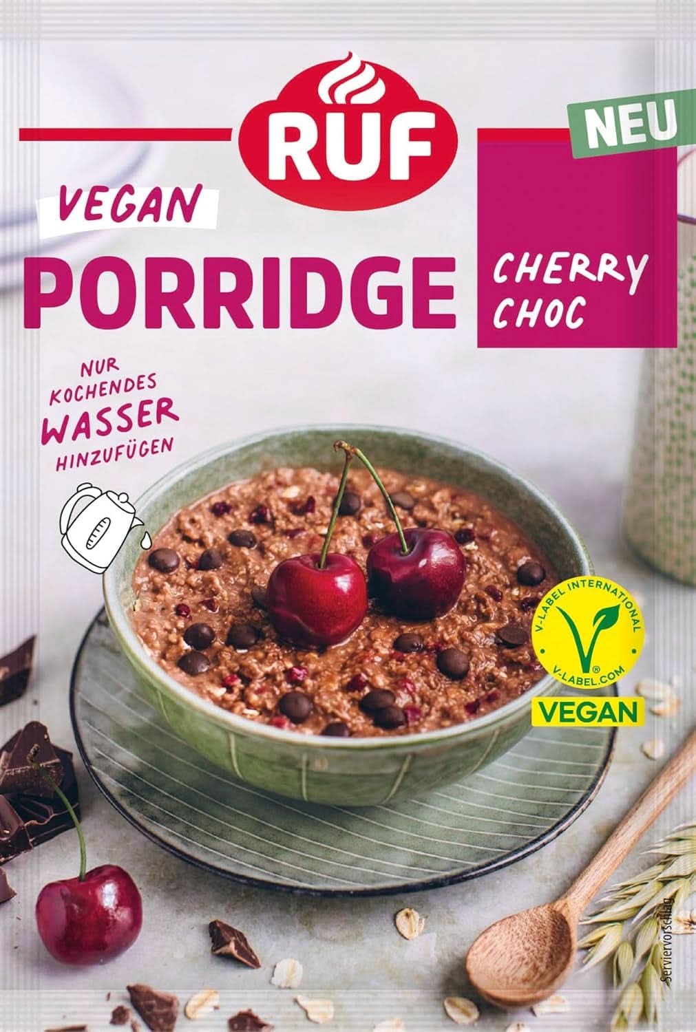 RUF Vegan Porridge Red Berry Oats, Porridge cu căpșuni și zmeură, 60 grame Cereale Naty Shop