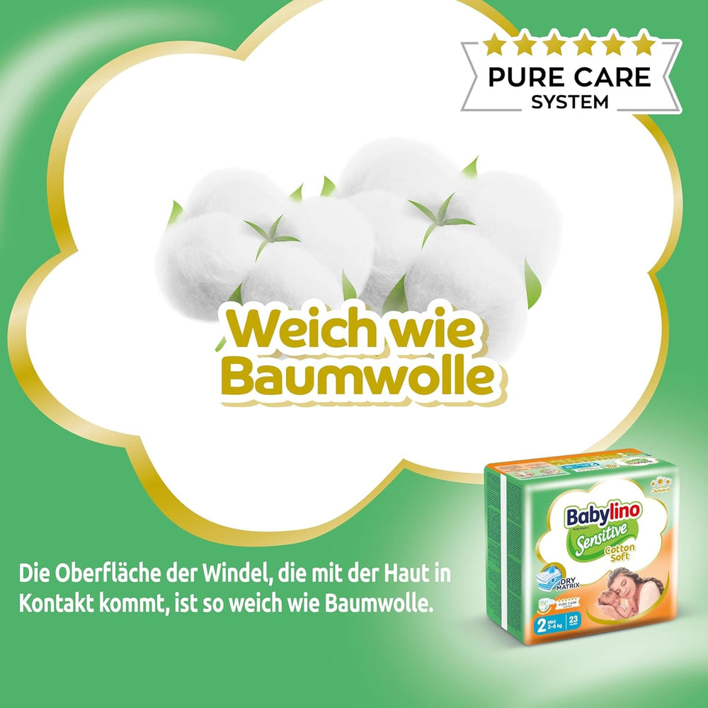 Scutece pentru bebeluși sensibili, mărimea 2, mini (3-6 kg), 192 scutece