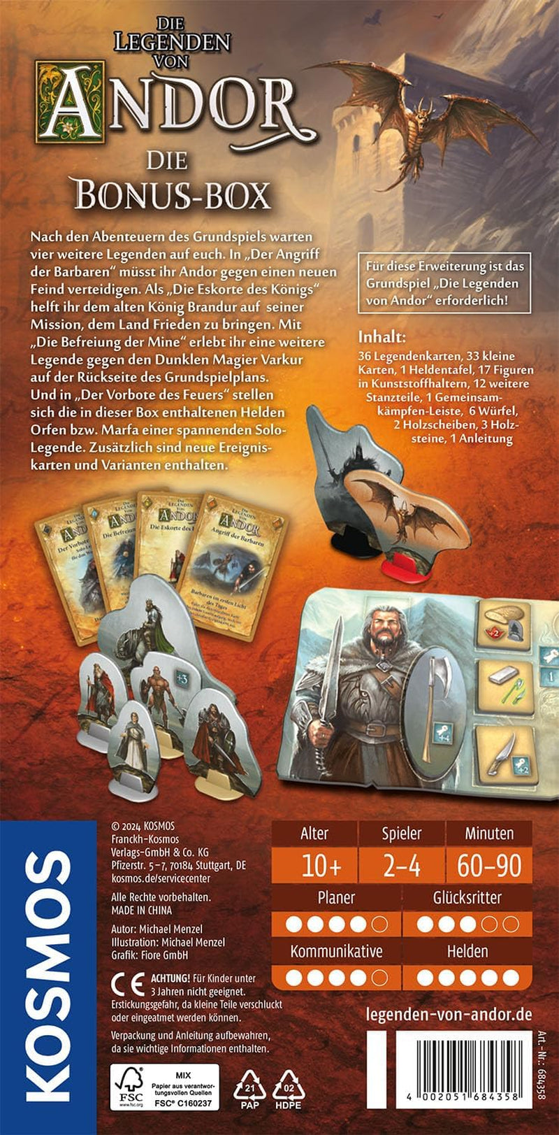 Kosmos 684358 Andor - Bonus Box, une extension variée pour le classique fantastique Legends of Andor, à partir de 10 ans