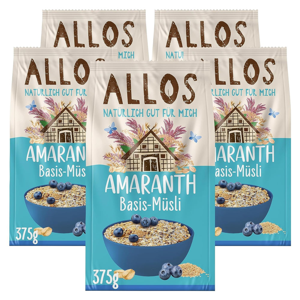 Allos muesli protéiné non sucré | Muesli biologique | Gruau | Céréales pour le petit déjeuner | Vegan (5 x 450g), 1 pièce (paquet de 5)