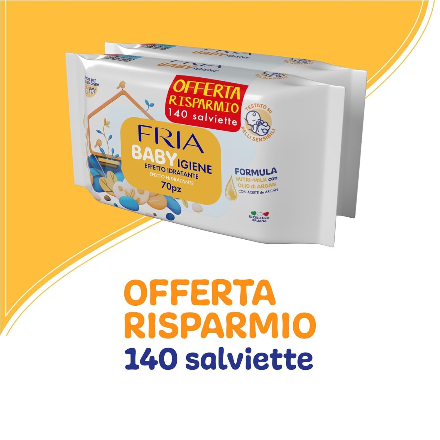 Lingettes humides, paquet de 2 (144 lingettes)