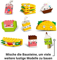 LEGO Classic Creative Snack Bauspaß, Spielzeug mit Essen für fantasievolle Rolenspiele, Bauset for Jungen and Mädchen ab 4 ans, Cupcake, Avocado, EIS am Stiel und Taco 11039