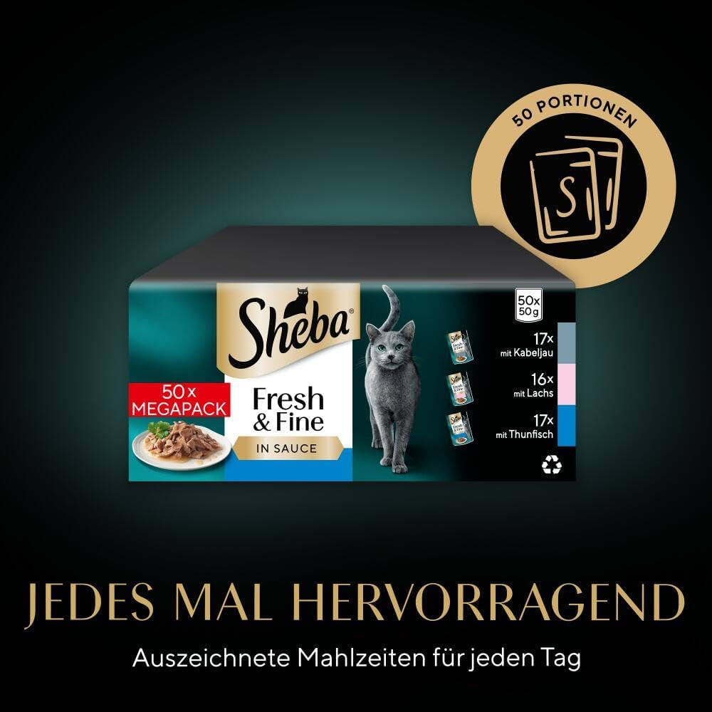 Sheba CATCARE Sachet Wet Fresh & FINE (Poisson) Morceaux en sauce Adulte 50g Multipack Standard