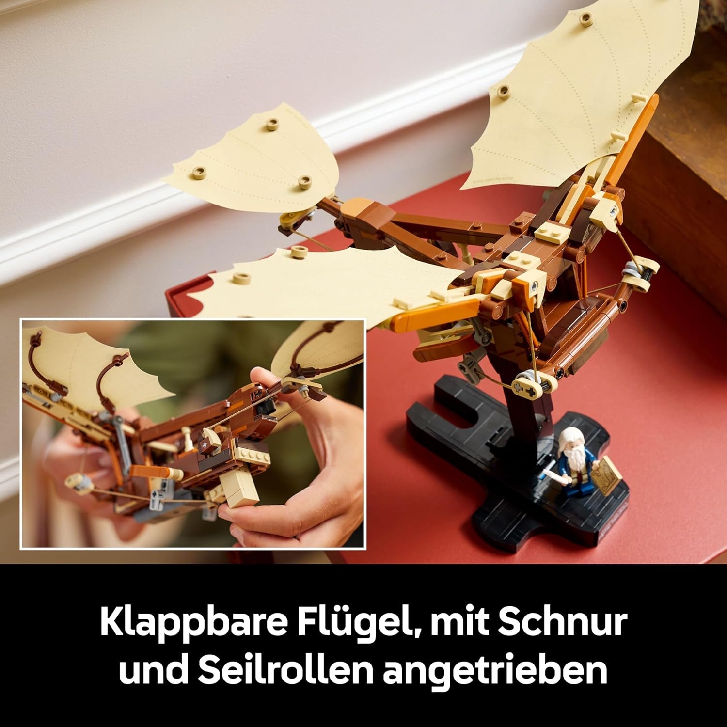 LEGO Icons Leonardo da Vincis Fluggerät mit schlagenden Flügeln - Incluant Minifigure & Ständer - Bauset für Erwachsene - Deko-Set für Zuhause - Giftidee - 10363