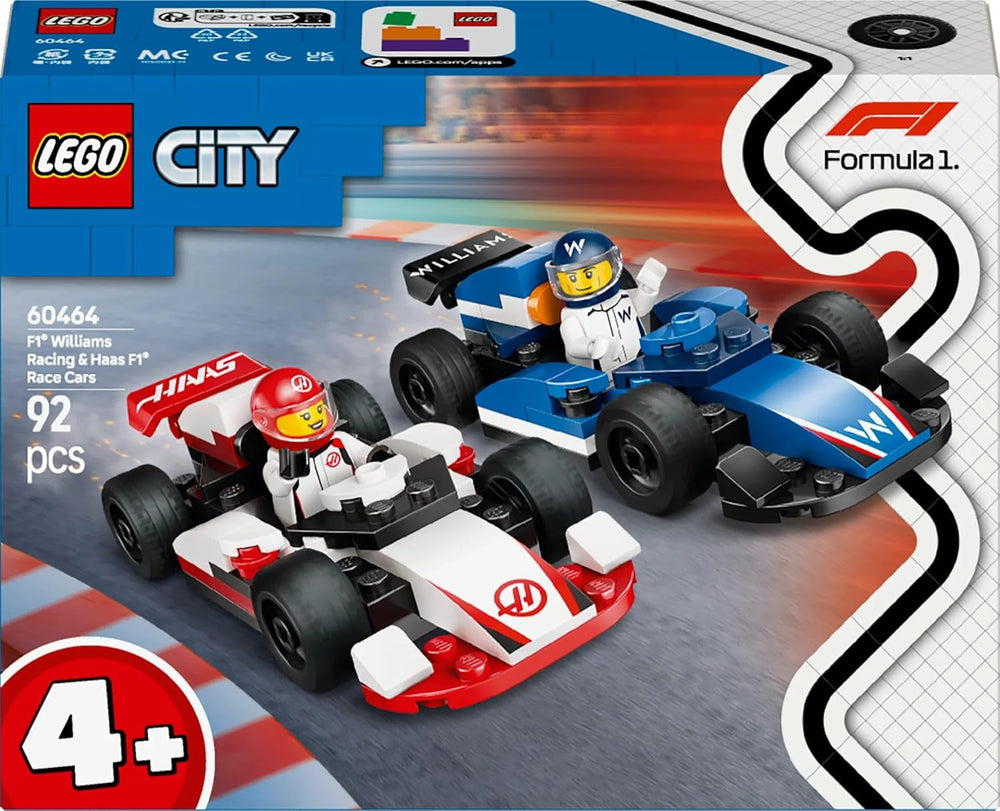 LEGO City F1 Williams Racing et Haas F1 Racing Cars - Jouet de Formule 1 avec voitures à construire et 2 figurines de pilote de course - Petites idées cadeaux pour garçons et filles à partir de 4 ans 60464 Jeux de construction Beuche den LEGO-Store