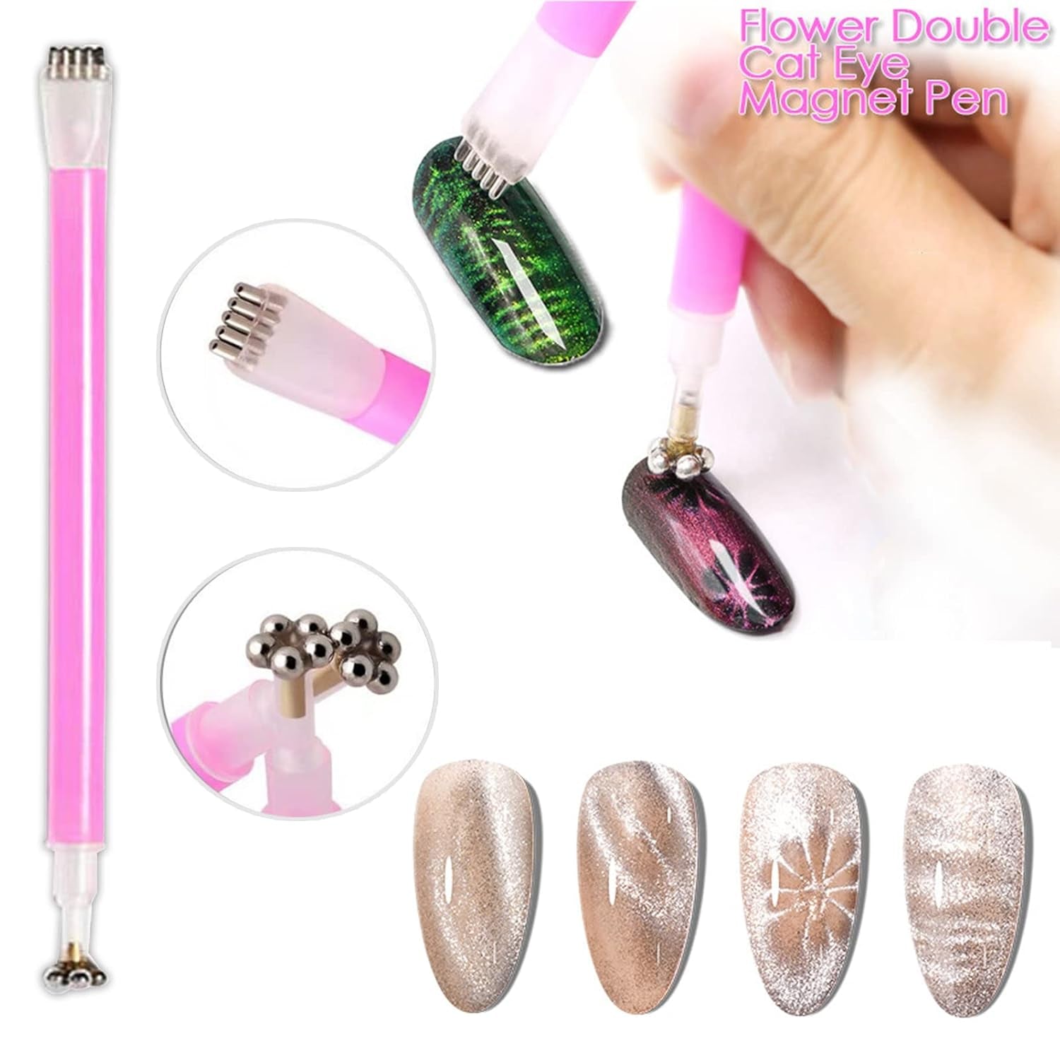 14 pièces Nail Art Werkzeug Magnetstift DIY Magic 3D Magnet Stick Set Application avec Cat Eye Gel Pulver ou Nagelac - Stylo magnétique pour les yeux pour un effet magique idéal