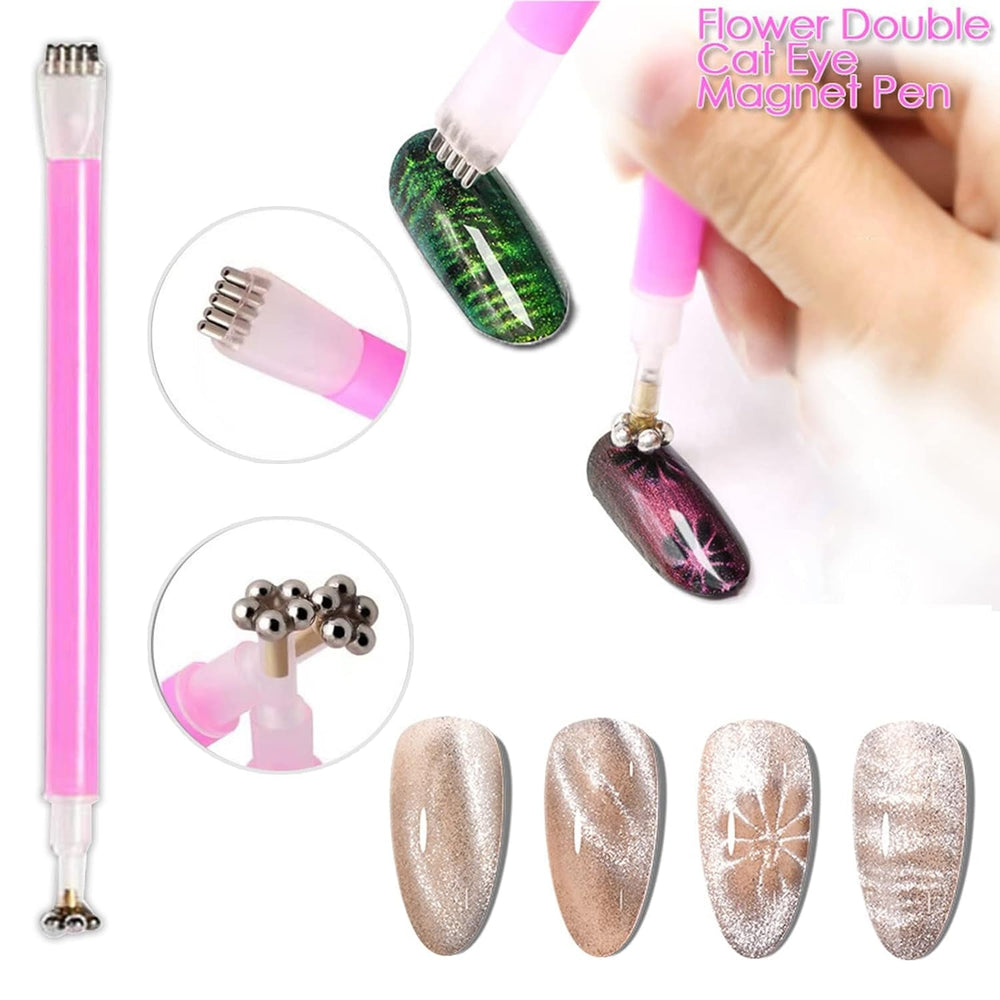 14 pièces Nail Art Werkzeug Magnetstift DIY Magic 3D Magnet Stick Set Application avec Cat Eye Gel Pulver ou Nagelac - Stylo magnétique pour les yeux pour un effet magique idéal