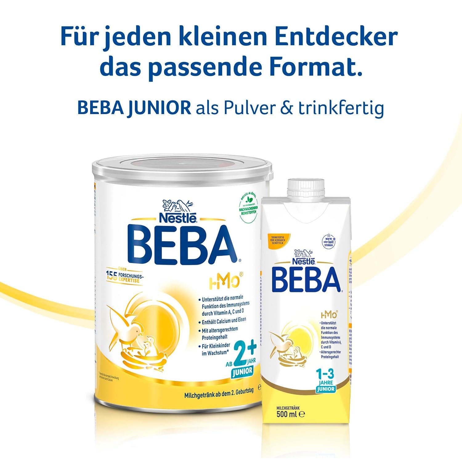 Boisson lactée BEBA Junior 2+ à partir de 2 ans, Avec HMO, Teneur en protéines adaptée à l'âge, Lactose uniquement, Sans huile de palme, Sans huile de poisson, Aliments pour tout-petits, Lait en poudre pour bébé, Lot de 3 (3 x 800 g)