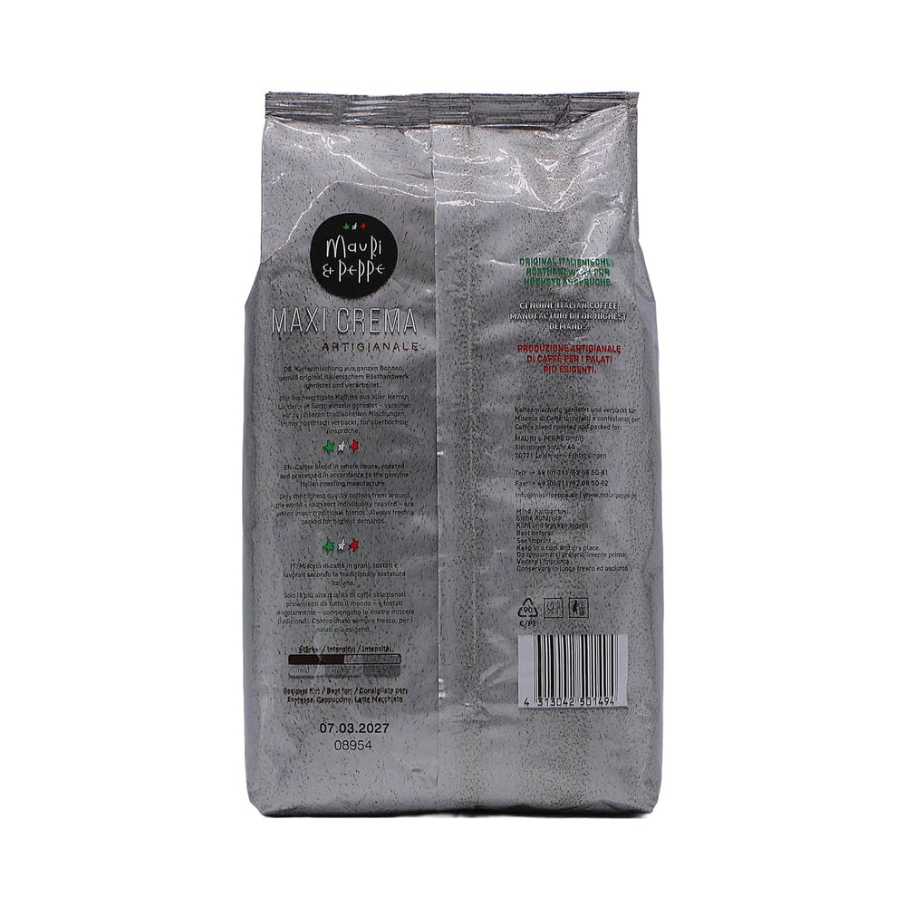 Maxi Crema 2000g de grains de café entiers - Une maîtrise de la torréfaction italienne originale pour les plus hautes exigences ! Café, Cappuccino, Expresso, Latte Macchiato