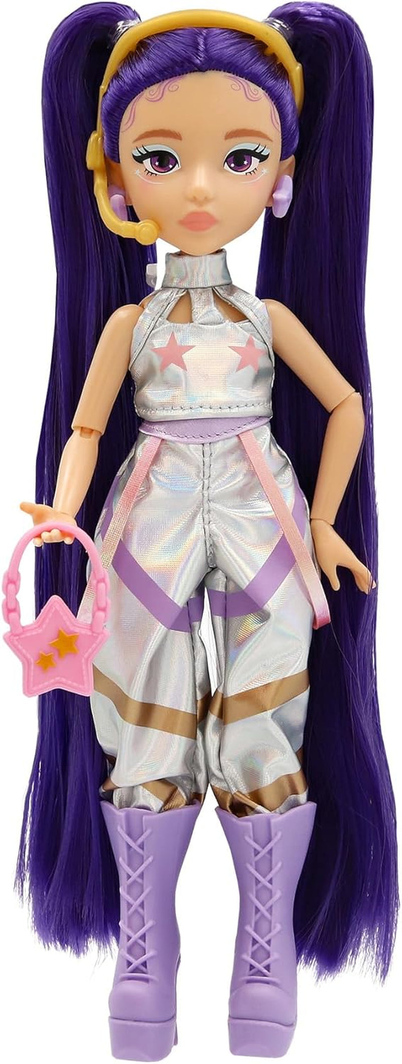 K-POP Idol Puppe Mina Modepuppen K-Pop Starlight-Stil, lila Haare mit Zöpfen. 3 Accessoires zum Kreieren von Outfits Kinder ab 3 Jahren