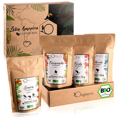 ORIGEENS Bio Kaffeebohnen Probiersset 1kg | Premium Bio Arabica Café Ganze Bohnen Set 4x250g | Röstung traditionnel | Ensemble de cafetières à café