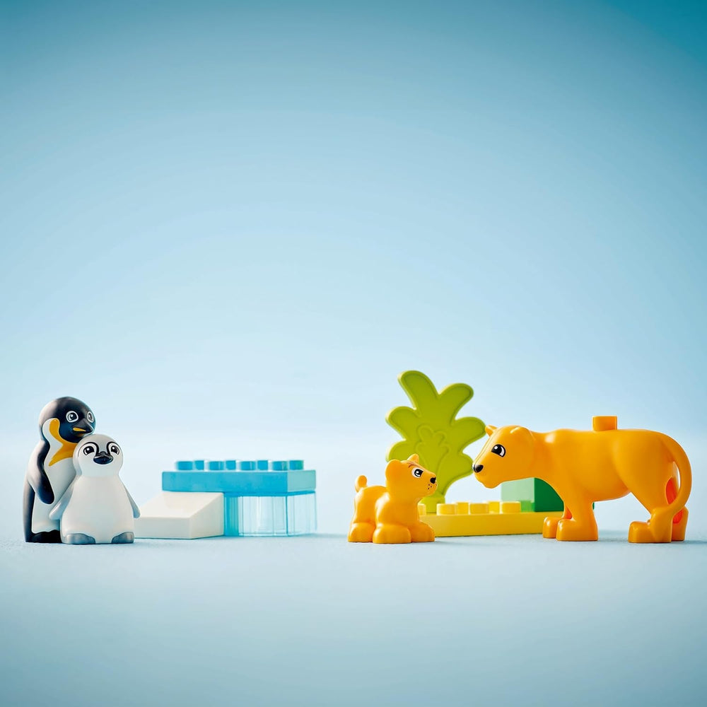 LEGO DUPLO Wildtier-Familien: Pinguine und Löwen – Spielzeug zur Förderung der Feinmotorik für Mädchen & Jungen ab 2 Jahren – Lernspielzeug für Kleinkinder mit 4 Tierfiguren – Geschenkidee – 10442